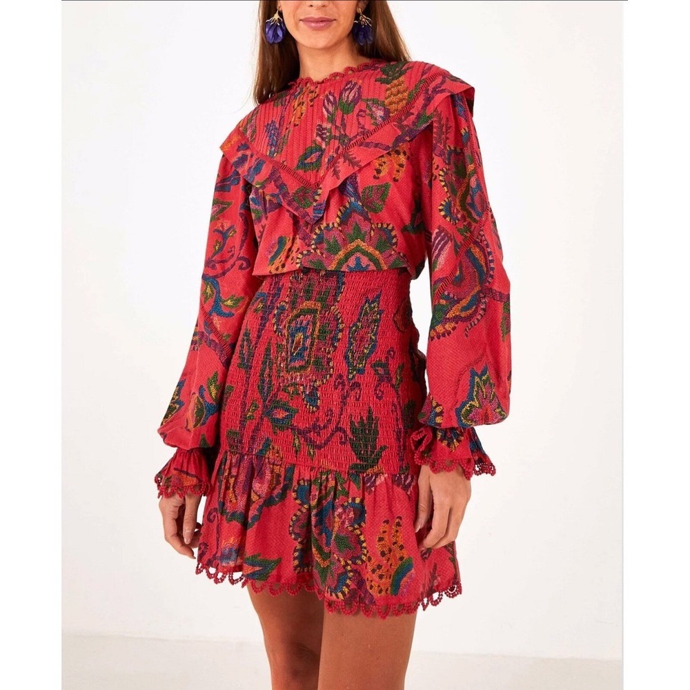 Farm Rio Sunset tapestry blush mini dress Size XS - NWT